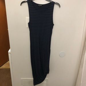 EUC Express Blue and Black Striped Dress
